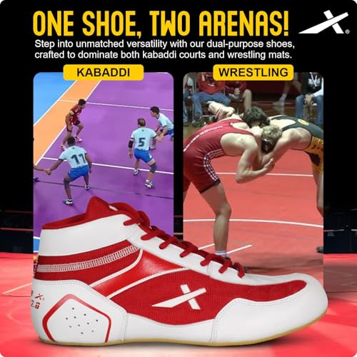 Vector X Razor-2.0 Kabaddi Shoes for Mens, Boys & Girls/Sports and Athletic Footwear with Synthetic Leather with Breathable Mesh Upper/Crepe Rubber Sole (Red-White, Size-6) - Image 2