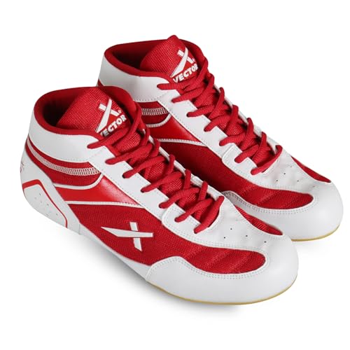 Vector X Razor-2.0 Kabaddi Shoes for Mens, Boys & Girls/Sports and Athletic Footwear with Synthetic Leather with Breathable Mesh Upper/Crepe Rubber Sole (Red-White, Size-6) - Image 1
