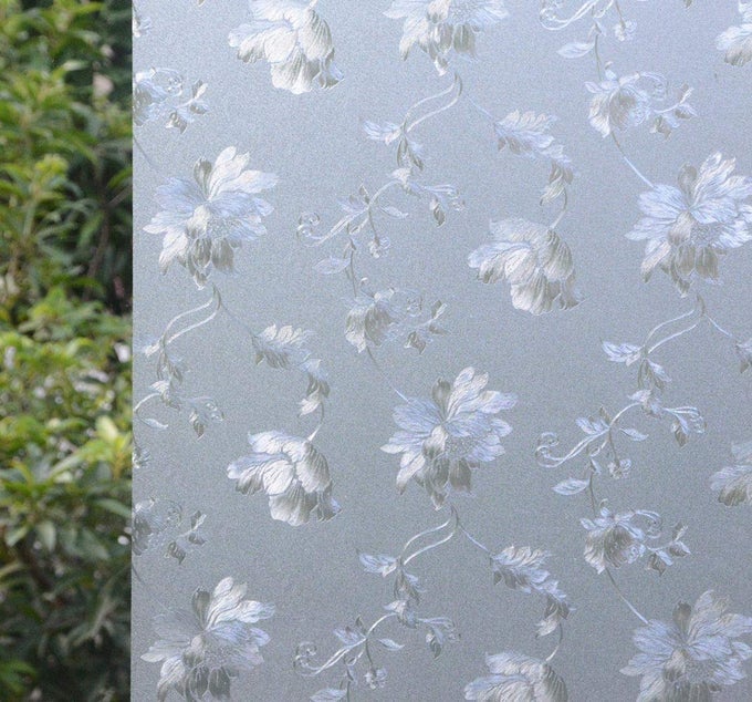 2 ROLLS 354 BY 787 STATIC CLING WINDOW FILM FOR PRIVACY HIBISCUS FLOWER PATTERN WINDOW TINT STICKER FOR HOME OR OFFICE 3875 SQ FT TOTAL