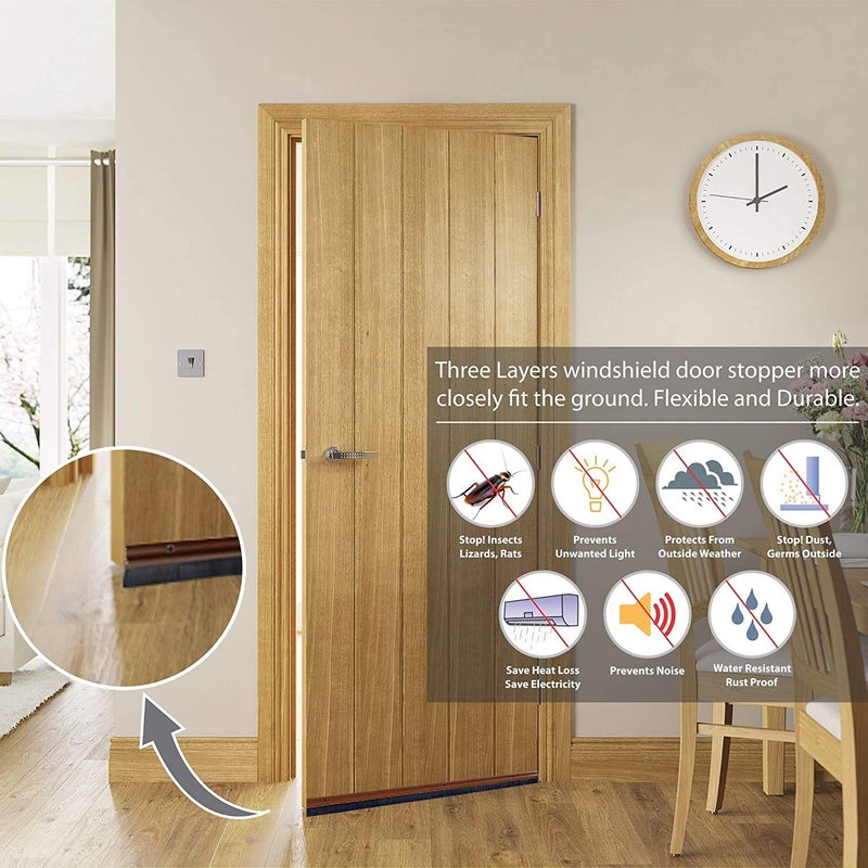 Delzon Door Draft Guard Sealer Door Sweep Weather Stripping Bottom Seal Strip SelfAdhesive Window Tape for Cockroach Insect L100CM W45MM Pack of 2 - Image 5