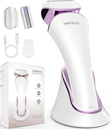 PRITECH Electric Razor for Women - Rechargeable Shaver for Women Portable Lady Shaver for Legs, Arm, Underarms, Bikini, USB Rechargeable, Wet & Dry Waterproof Bikini Trimmer for Woman, Purple - Image 1