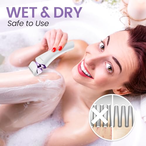 PRITECH Electric Razor for Women - Rechargeable Shaver for Women Portable Lady Shaver for Legs, Arm, Underarms, Bikini, USB Rechargeable, Wet & Dry Waterproof Bikini Trimmer for Woman, Purple - Image 3