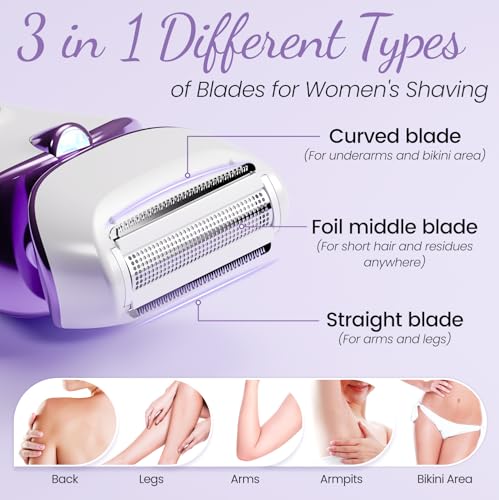PRITECH Electric Razor for Women - Rechargeable Shaver for Women Portable Lady Shaver for Legs, Arm, Underarms, Bikini, USB Rechargeable, Wet & Dry Waterproof Bikini Trimmer for Woman, Purple - Image 2