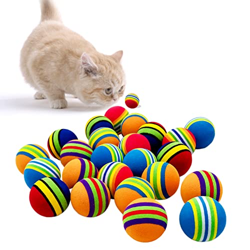 PET SHOW 50pcs 14 Interactive Cat Toy Balls for Indoor Cats Colorful Rainbow Soft Foam Kitten Toys Ball for Small Dogs Puppies Quiet Playing Stuff 5 Colors - Image 1
