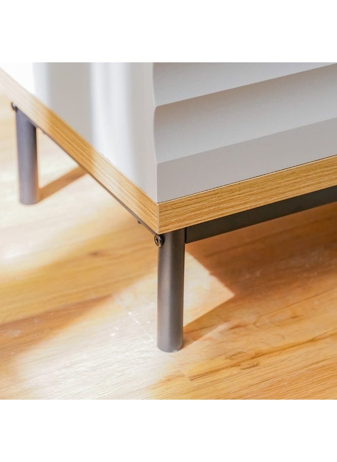 DANUBE HOME Delmar End Table With 1 Door Storage Multifunctional Living Room Side Table Modern Design Furniture For Home L48Xw40Xh55Cm-Natural/Grey  - Image 2