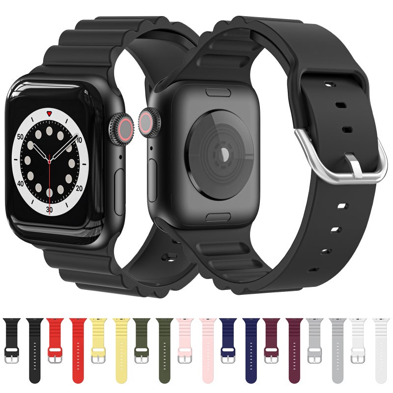 Business B Style Silicone Watch Band For Apple Watch Series 7 41mm / 6 & SE & 5 & 4 40mm / 3 & 2 & 1 38mm(White)