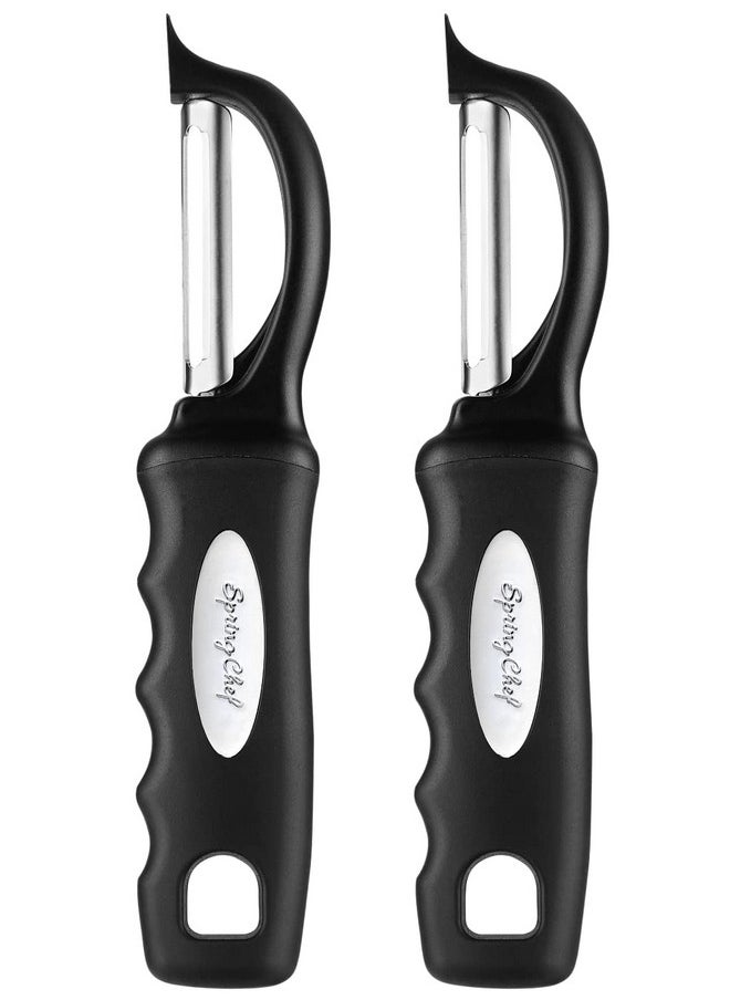 Spring Chef Spring Chef Premium Swivel Vegetable Peeler, Soft Grip Handle and Ultra Sharp Stainless Steel Blades - Perfect Kitchen Peeler For Veggie, Fruit, Potato, Carrot, Apple - Black - Set of 2  - Image 1