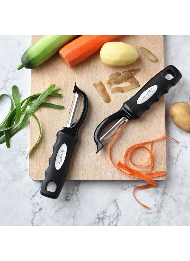 Spring Chef Spring Chef Premium Swivel Vegetable Peeler, Soft Grip Handle and Ultra Sharp Stainless Steel Blades - Perfect Kitchen Peeler For Veggie, Fruit, Potato, Carrot, Apple - Black - Set of 2  - Image 2
