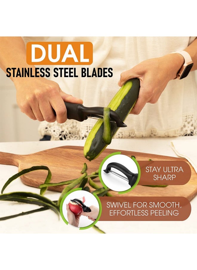 Spring Chef Spring Chef Premium Swivel Vegetable Peeler, Soft Grip Handle and Ultra Sharp Stainless Steel Blades - Perfect Kitchen Peeler For Veggie, Fruit, Potato, Carrot, Apple - Black - Set of 2  - Image 3