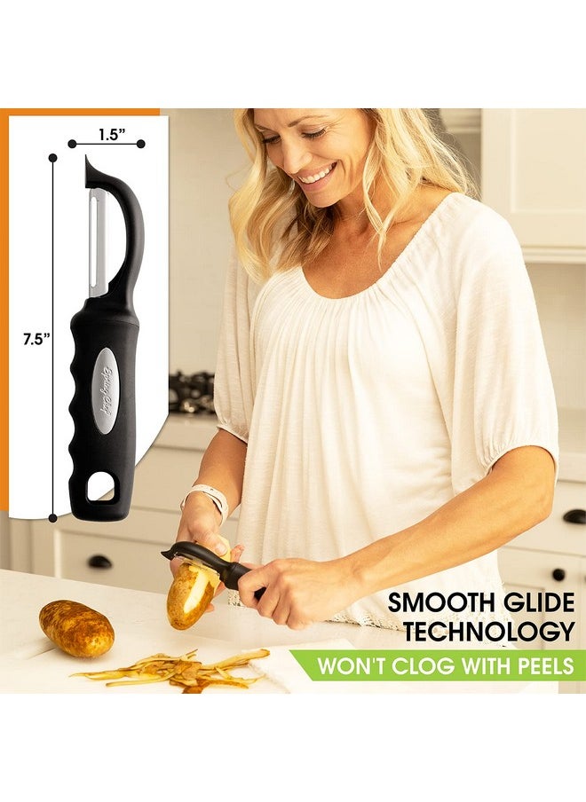 Spring Chef Spring Chef Premium Swivel Vegetable Peeler, Soft Grip Handle and Ultra Sharp Stainless Steel Blades - Perfect Kitchen Peeler For Veggie, Fruit, Potato, Carrot, Apple - Black - Set of 2  - Image 4