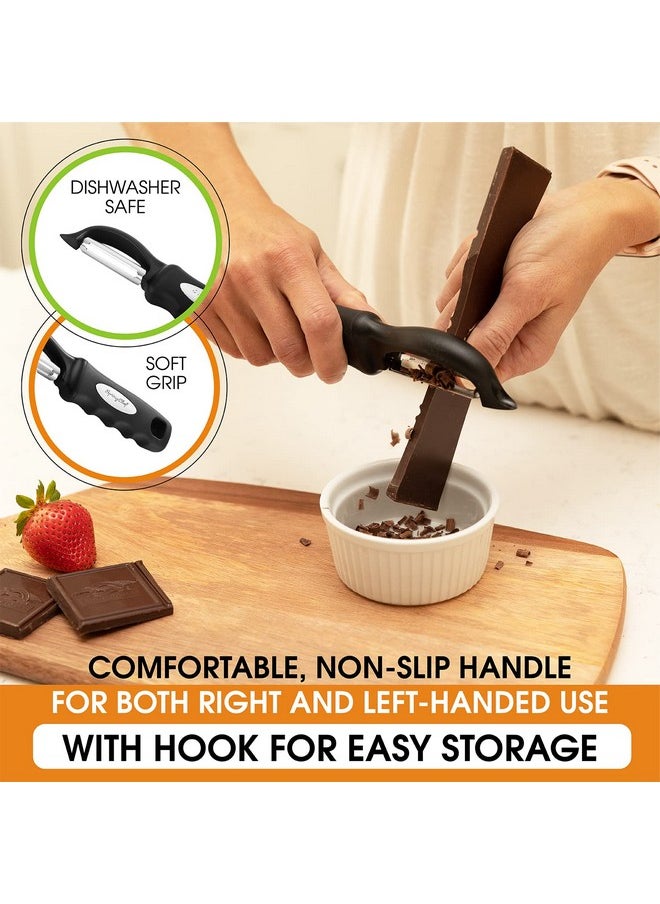 Spring Chef Spring Chef Premium Swivel Vegetable Peeler, Soft Grip Handle and Ultra Sharp Stainless Steel Blades - Perfect Kitchen Peeler For Veggie, Fruit, Potato, Carrot, Apple - Black - Set of 2  - Image 5