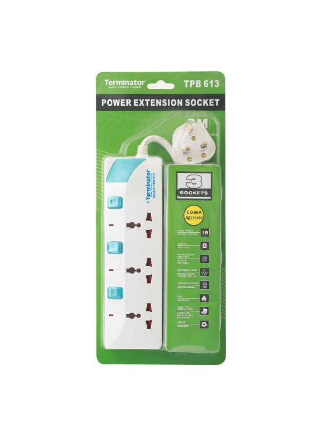 Terminator Terminator TPB‑613‑5M – 3‑Way Universal Extension Lead with Circuit Breaker (5 m)  - Image 2