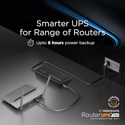 Resonate RouterUPS® Pro (100% Extra Backup)| 10400mAh Mini UPS Power Backup for 12V WiFi Router & Modem (Supports upto 3A) | Upto 8 Hours with Multi-LED Indicator| Jio Fiber, Airtel Xstream Compatible - Image 2