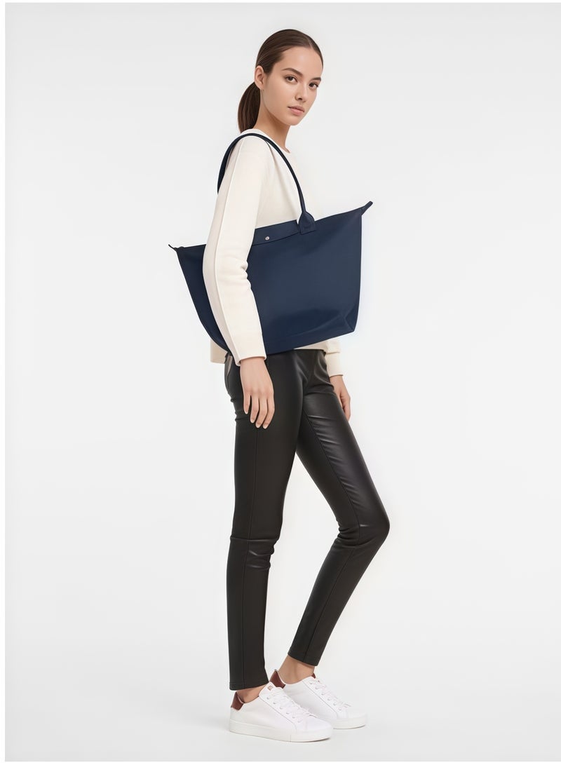 Longchamp Women’s Camera Shoulder Bag | Large Capacity Tote | Recycled Polyamide Canvas | Leather Trim | Zip Closure | 28cm Ocean - Image 4