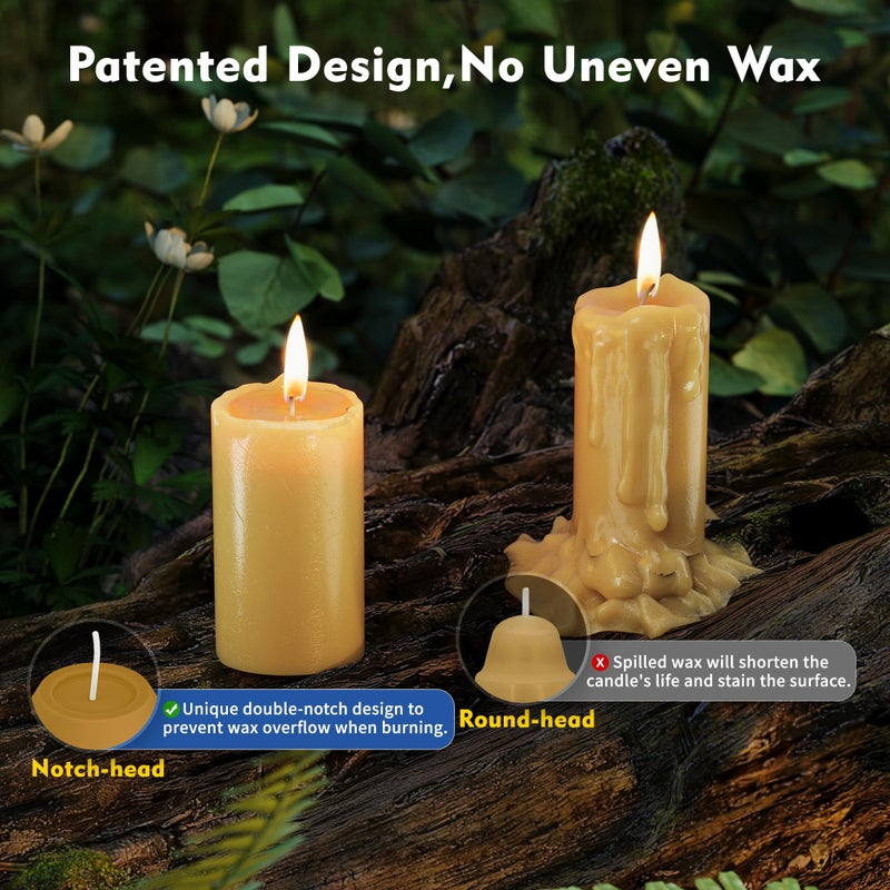 NOMFIX 10Pack 15H+ Natural Beeswax Candles Emergency Long Burning [18H+ Inside Candle Lanterns], 3â€œ Small Bees Wax Pillar Candle Bulk, Survival Candles for Power Outage, Camping, Hurricane - Image 2