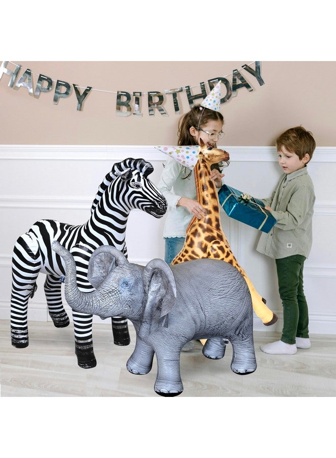 Jet Creations Life on Earth Wildlife Safari Inflatable, 3-PK, Giraffe, Zebra, Elephant, Realistic Animal Bundle for Party Decoration, Pool, Birthday, Africa Jungle Photo Prop. Easy to Inflate, 1pc - Image 4