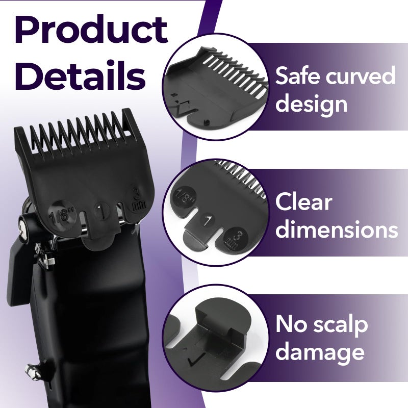 chaseroad 4 PCS 3114-001 Clipper Guards for Wahl, Professional Trimmer Guards for Wahl #1-1/8"(3.0mm), Hair Clipper Guards to Cutting Hair - Black - Image 4