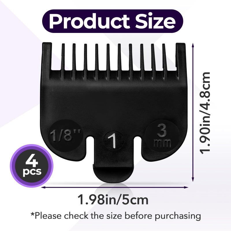 chaseroad 4 PCS 3114-001 Clipper Guards for Wahl, Professional Trimmer Guards for Wahl #1-1/8"(3.0mm), Hair Clipper Guards to Cutting Hair - Black - Image 3