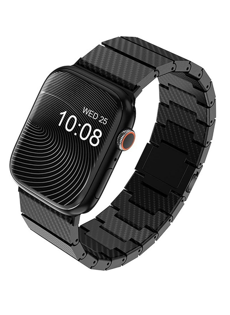 Compatible with Apple Watch Band 49mm 45mm 44mm 42mm 41mm 40mm 38mm, Genuine Carbon Fiber Upgraded Magnetic Clasp Band for iWatch Ultra 2 1 Series 9 8 7 6 5 4 SE 3 2 1