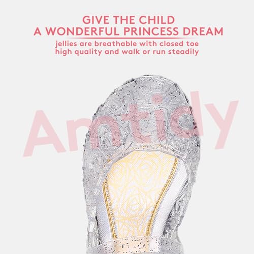 Amtidy Flats Mary Jane Dance Party Cosplay Shoes, Snow Queen Princess Birthday Sandals for Little Girls, Toddler WHite 7M Toddler - Image 2