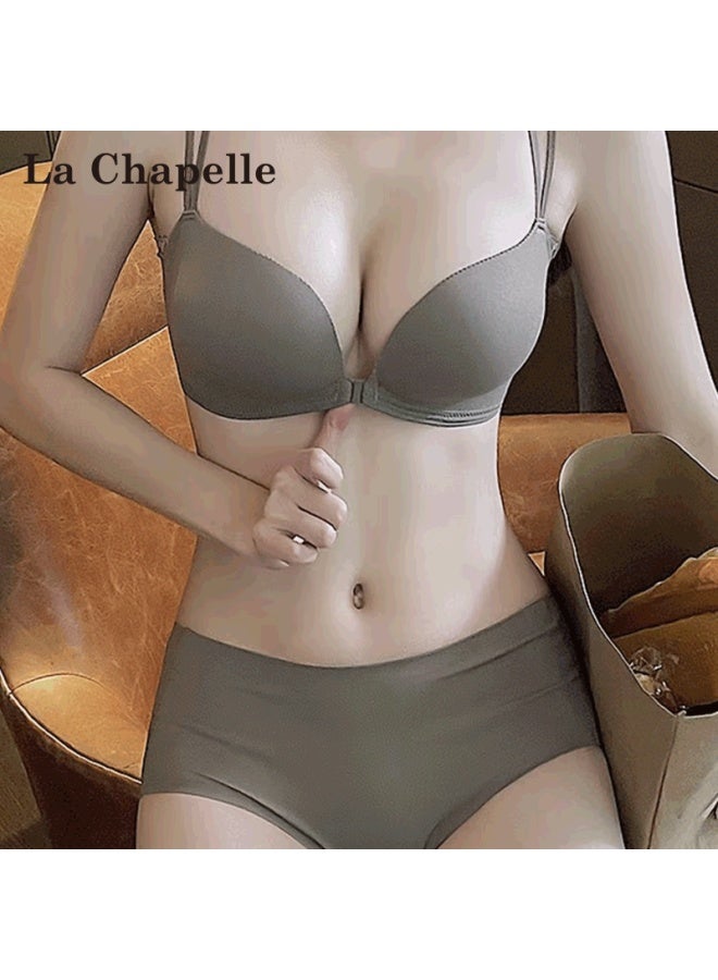 La Chapelle Front Closure Seamless Back Bra For Women Small Bust Push-up Anti-sagging Side Support Wireless Bra Set Gift For Girlfriend - Image 3