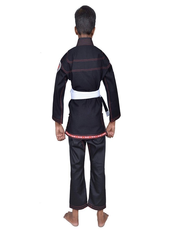 Twister Kids Jiu Jitsu Gi Ultra Light Youth Gi with Gi Bag & White Belt Included (Black/Red,C2) - Image 3