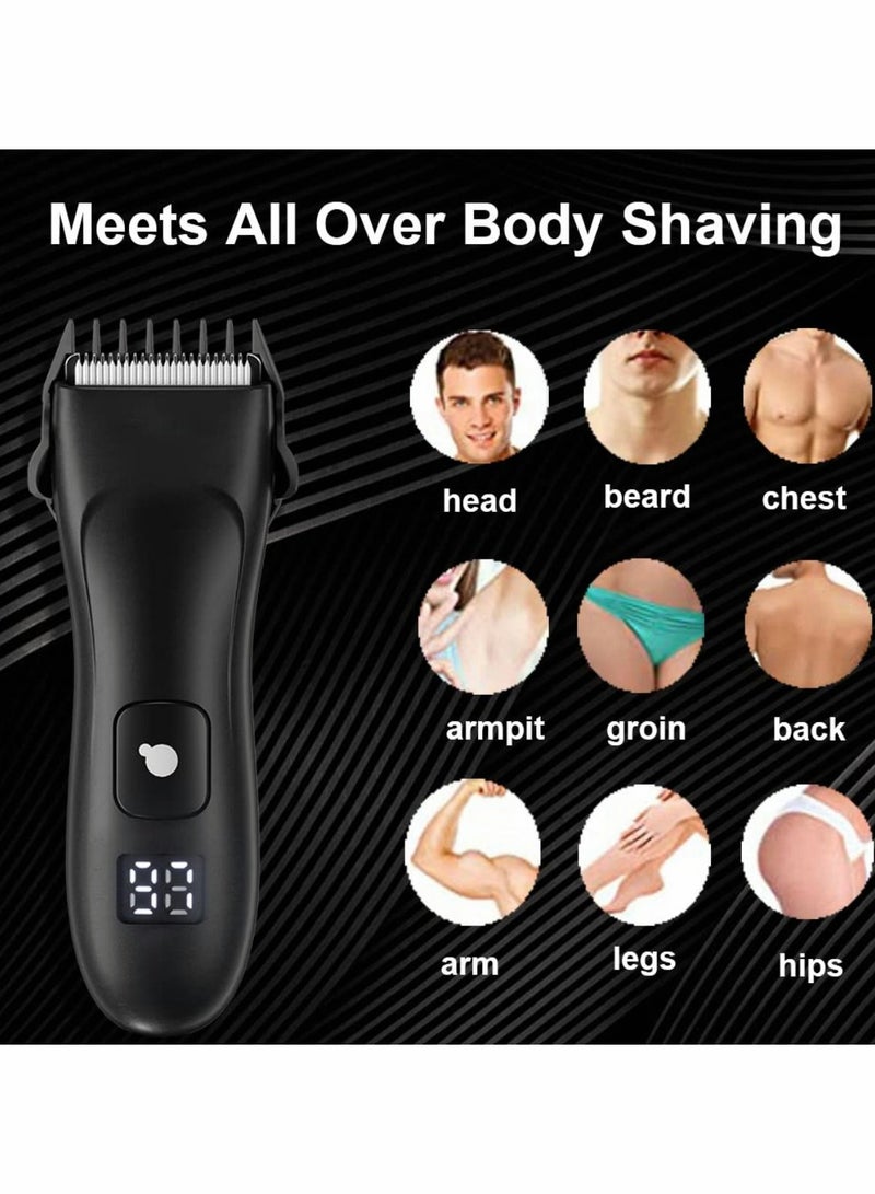 KASTWAVE Electric Hair Clippers for Men, USB Rechargeable Pubic Hair Trimmer with LED Display, Cordless Body Hair Trimmer Kit, Professional Body Groomer and Beard Shaver, Waterproof Groin Hair Trimmer - Image 3