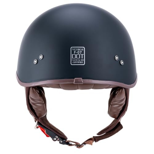 VCOROS Half Helmet Motorcycle DOT Approved Open Face Helmet F07 with Sun Visor and Quick Release Buckle for Adults Men and Women (Matte Black,L) - Image 5