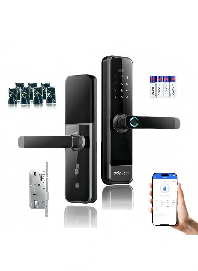 Makayuron Makayuron Smart Door Lock with 4585 Mortise with 5-in-1 Unlock Methods – TTLock App Bluetooth, Fingerprint, Passcode, 7*Cards & Mechanical Key – Secure Keyless Entry for Home & Office 