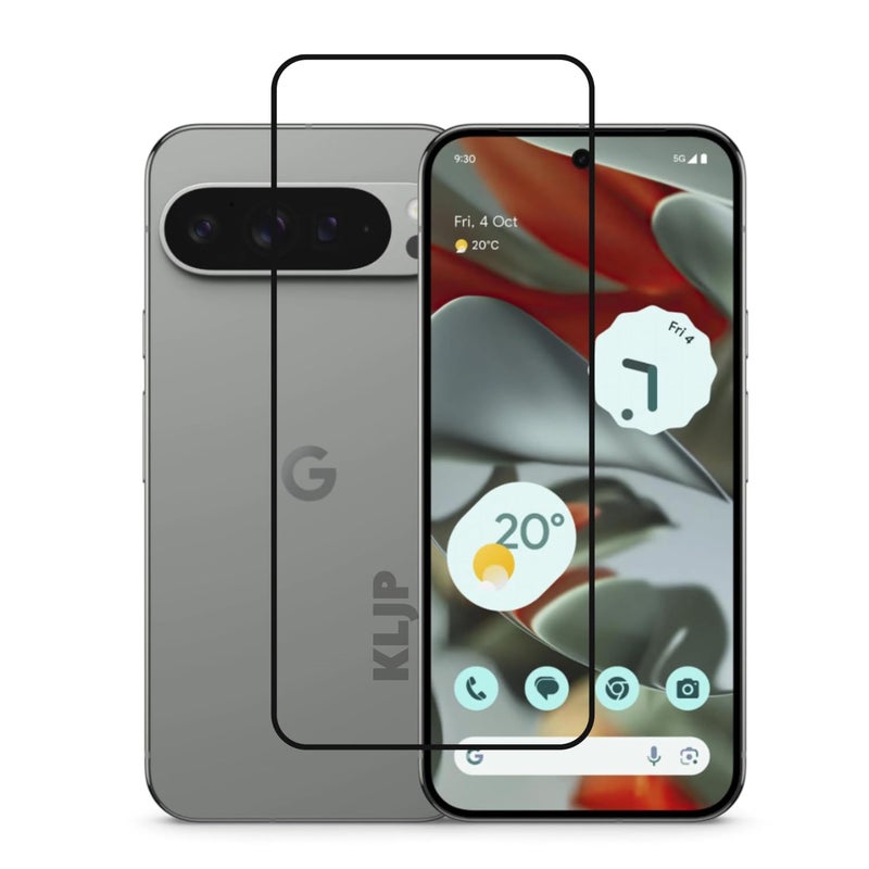 KLJP حماية شاشة زجاجية مقسّاة من غوريلا بمعيار عسكري متقدم لجهاز جوجل بيكسل 9 برو XL مع مجموعة تركيب | تغطية حماية من الحافة إلى الحافة | أسود - Image 1