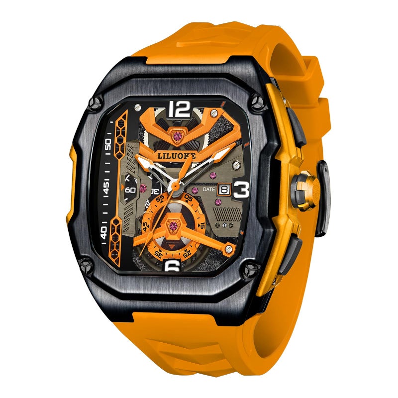 LILUOKE Mens Watches Wrist Watches Luminous Design Big Face Fashion Quartz Black Watch 30ATM Casual Watch for Men Unique Gifts for Men DTLK9018G01 - Image 2
