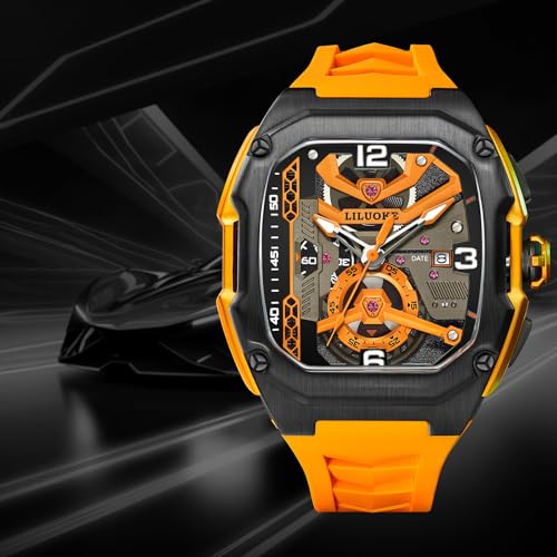 LILUOKE Mens Watches Wrist Watches Luminous Design Big Face Fashion Quartz Black Watch 30ATM Casual Watch for Men Unique Gifts for Men DTLK9018G01 - Image 3