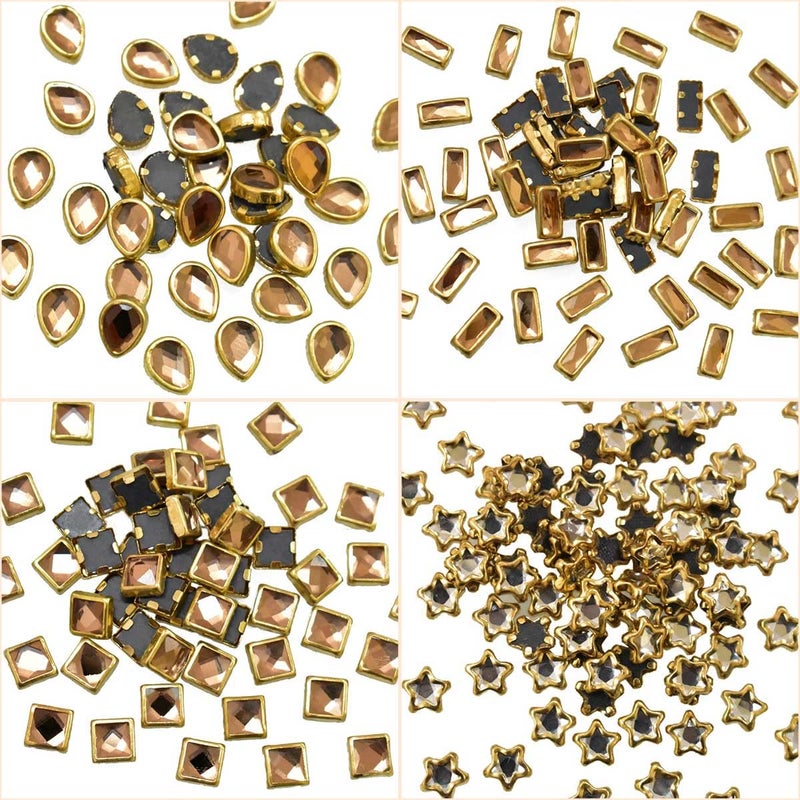 Embroiderymaterial Flat Back Glue On Kundan Stone/Rhinestones Beads for Craft, Jewellery Making, Embroidery, Embellishment, Toran Making (10 Styles-Gold and Silver Color, 500 Pieces) - Image 5