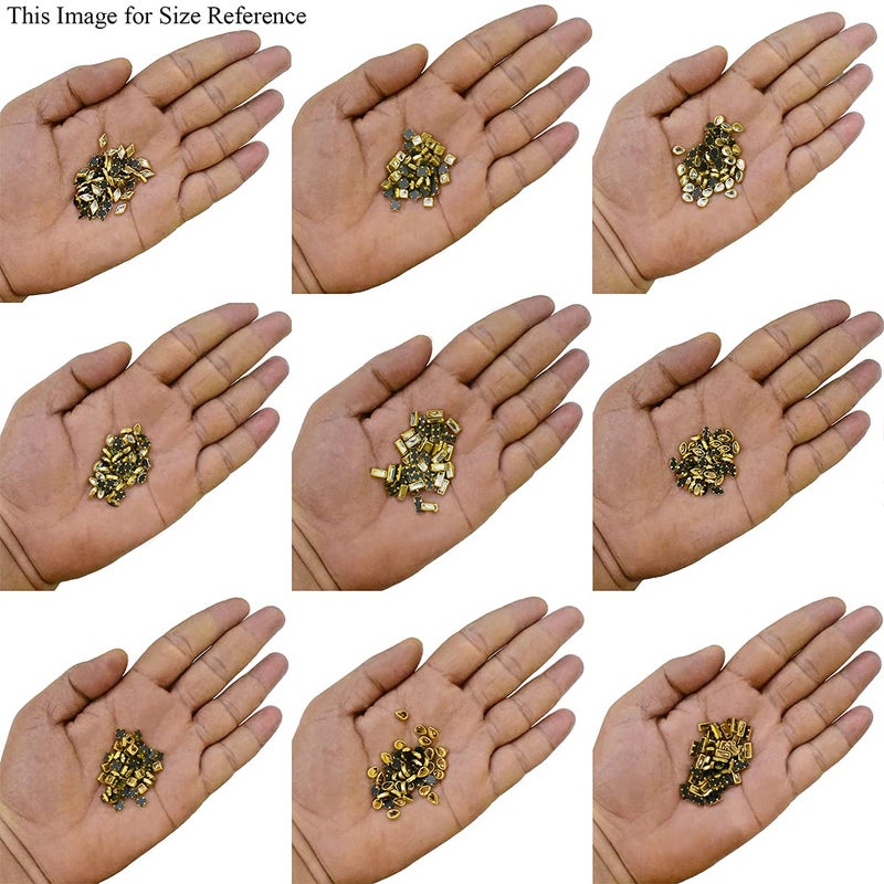 Embroiderymaterial Flat Back Glue On Kundan Stone/Rhinestones Beads for Craft, Jewellery Making, Embroidery, Embellishment, Toran Making (10 Styles-Gold and Silver Color, 500 Pieces) - Image 3