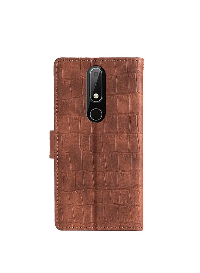 اس-توب جراب لهاتف Nokia X6 مصنوع من جلد البولي يوريثان بملمس جلد التمساح مع مشبك مغناطيسي - Image 3