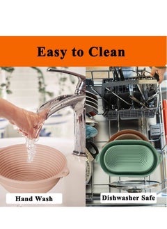 Generic Silicone Banneton Basket,9 inch Silicone Bread Proofing Basket,2 Pack Sourdough Baking Supplies Collapsible Proofing Bowl for Home Baking & Beginners making (Round Pink+Oval Green)  - Image 3