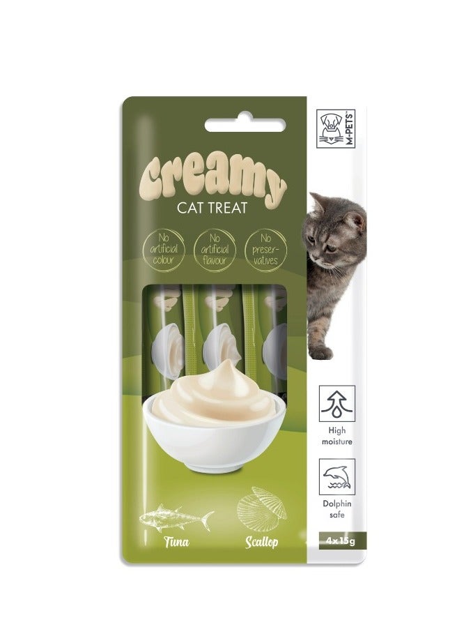 mpets Creamy Treats for Cats – Tuna & Scallop 4x15g - Image 1