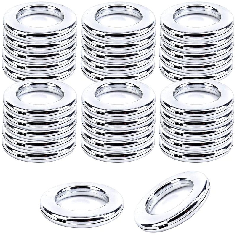 UNIQUELLA UNIQUELLA Pack of 32 Pcs Glossy Silver Male Female Inside Washer Curtain Eyelet Rings_275 Inch Built in Silent Nano Rings  - Image 1