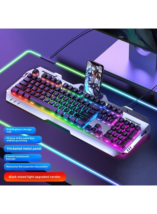 Real Mechanical Feel Keyboard Mouse Suit Wired E-sports Game Special Keyboard Mouse Wireless Computer Desktop-Colour:Mechanical Feel - Black Upgraded Version  - No - 104 Keys - Official Standard - Image 1
