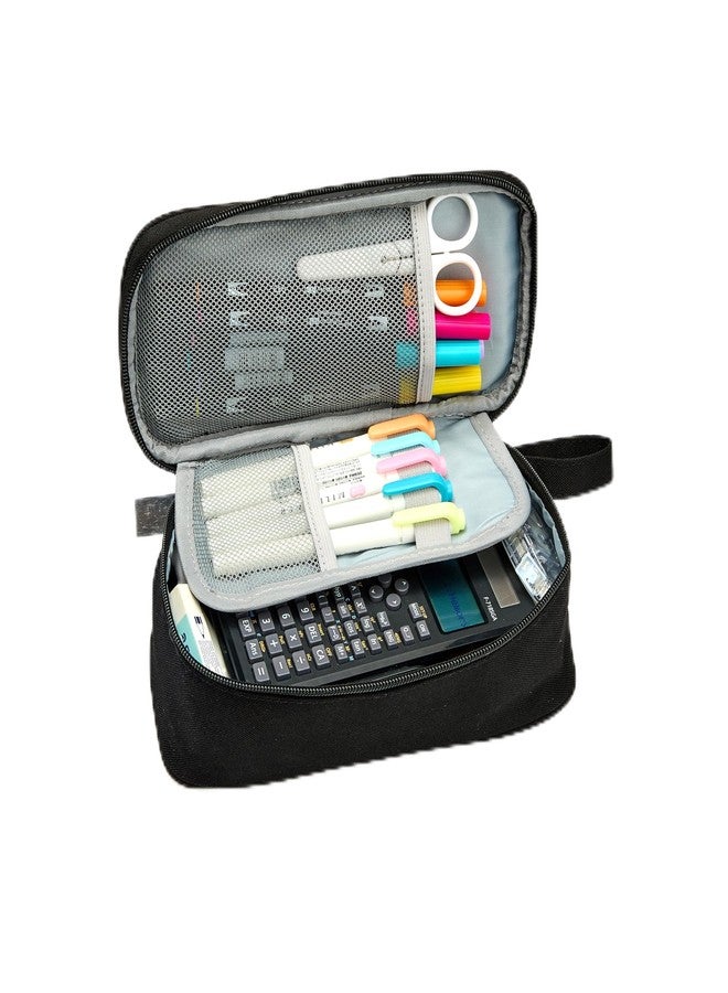 SPACEMATE Pencil Case Pouch Box Bag School Supplies Girls Boys Kids, Cute Preppy Stuff Large Big Capacity Aesthetic Pen Organizer, Back to College Stationary, Black, Stylish Stlye, 1800ml - Image 1