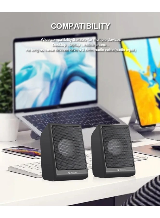 Kisonli KS-12 USB Wired Computer Speakers – Clear Stereo Sound with Modern Design - Image 4