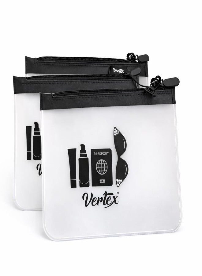 Vertex TSA Approved Fly Travel Toiletry Bag Makeup Pouch, 3 Pack Durable Quart-Size Carry-On Clear Small Handy Bag with Zipper for Liquids Bottles Tubes Cosmetics Container - Image 1