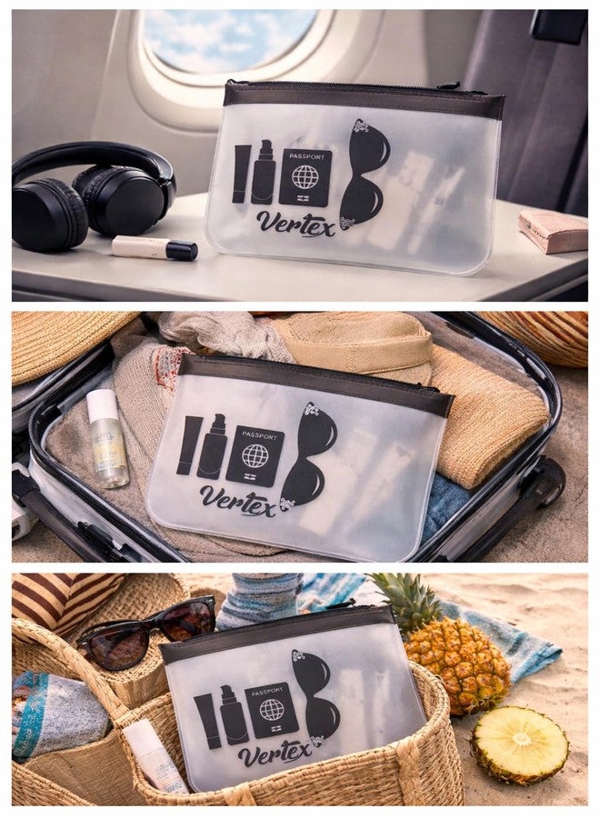 Vertex TSA Approved Fly Travel Toiletry Bag Makeup Pouch, 3 Pack Durable Quart-Size Carry-On Clear Small Handy Bag with Zipper for Liquids Bottles Tubes Cosmetics Container - Image 4