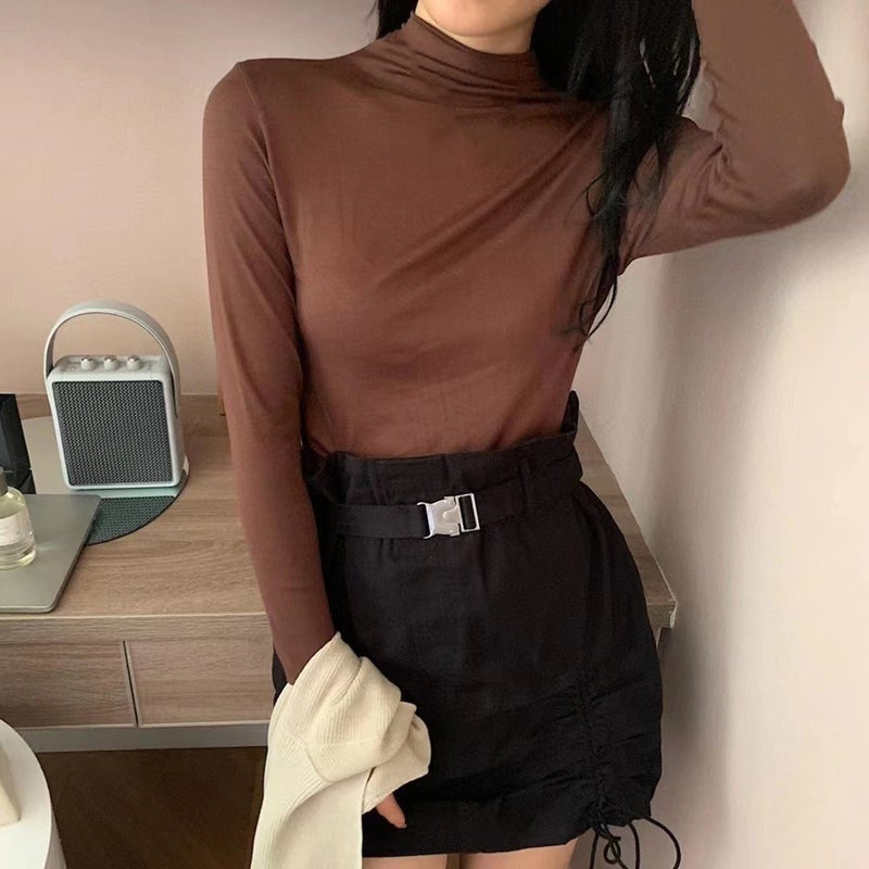 2024 Autumn Winter Slim Fit Turtleneck Deep coffee 