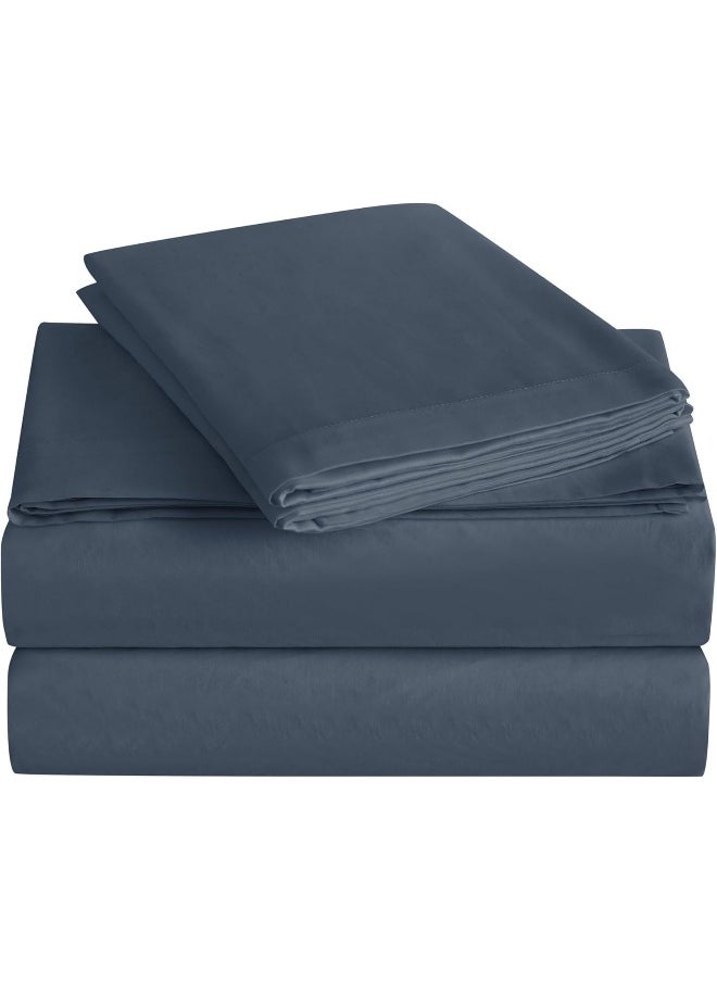 Charisma Charisma - 310 TC Twin 3 Piece Sheet and Pillowcase Set - Solid Sateen Collection - Blue  - Image 2