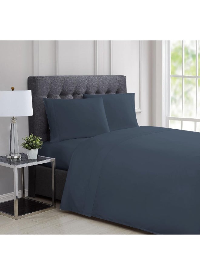 Charisma Charisma - 310 TC Twin 3 Piece Sheet and Pillowcase Set - Solid Sateen Collection - Blue  - Image 1