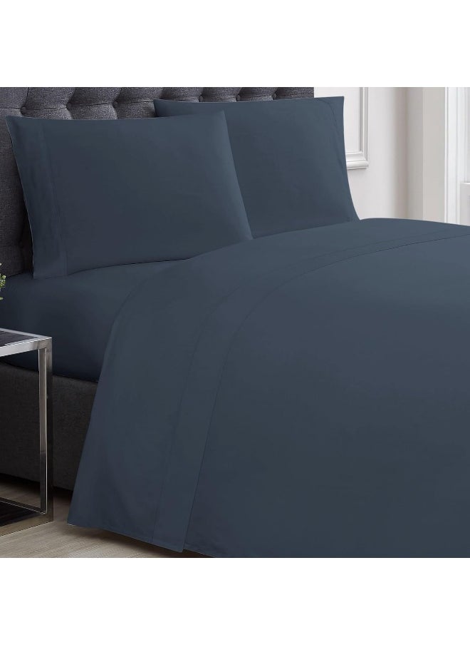 Charisma Charisma - 310 TC Twin 3 Piece Sheet and Pillowcase Set - Solid Sateen Collection - Blue  - Image 5