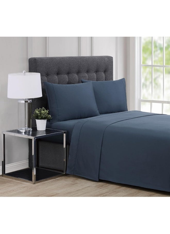 Charisma - Charisma - 310 TC Twin 3 Piece Sheet and Pillowcase Set - Solid Sateen Collection - Blue - Image 1