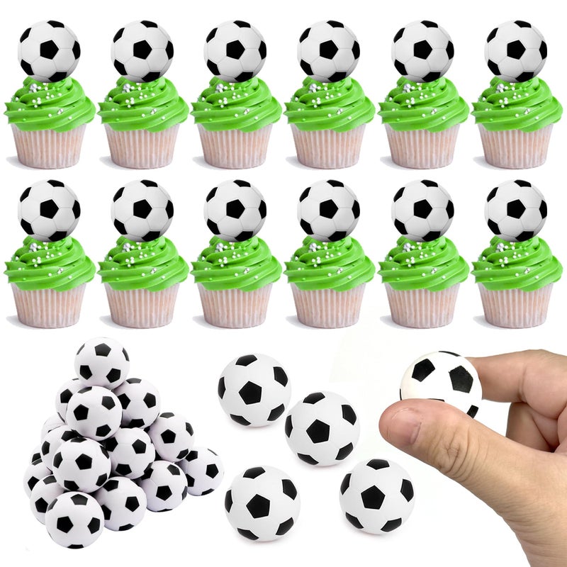 DRWATE 28pcs Soccer Ball Cake Topper Decorations Mini Soccer Ball Cup Cake Decorations For Soccer Party Birthday Party Football Sport Party Supplies (Style 01) - Image 1