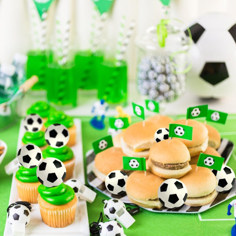 DRWATE 28pcs Soccer Ball Cake Topper Decorations Mini Soccer Ball Cup Cake Decorations For Soccer Party Birthday Party Football Sport Party Supplies (Style 01) - Image 4